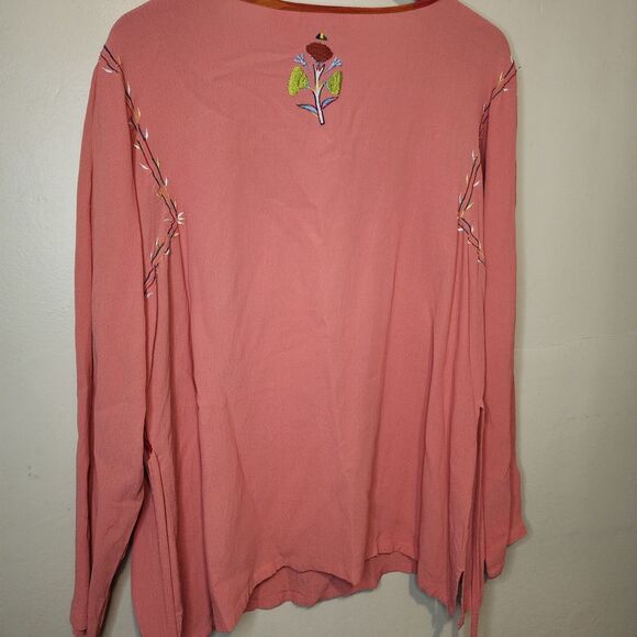 Soft Surroundings Floral Embroidered Tunic Top Womens XL Boho Festival Artsy - Picture 8 of 13